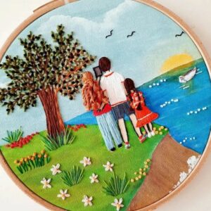 Personalized Embroidered Hoop Art for family