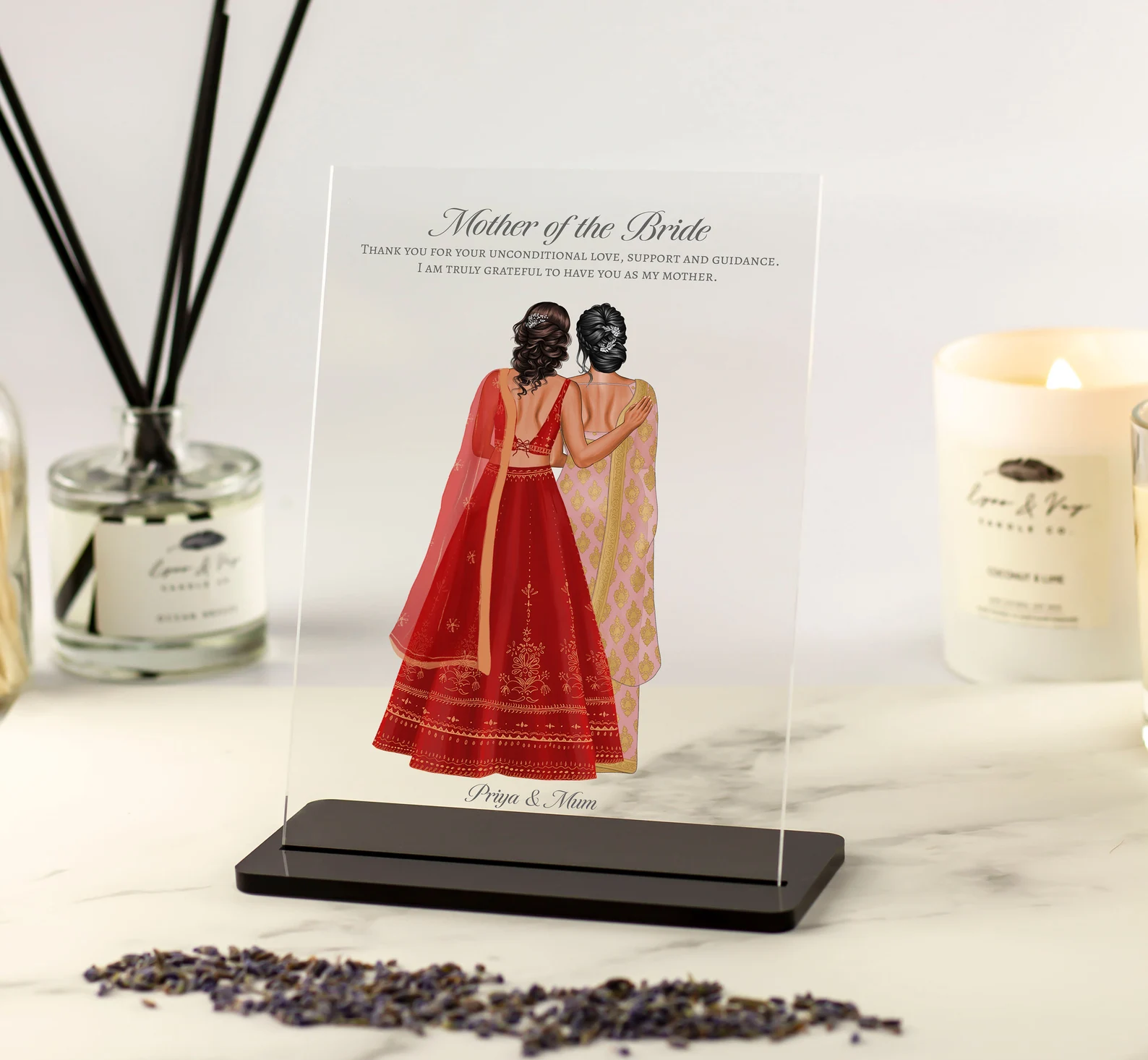 "Eternal Bond – Mother & Daughter Glass Portrait"